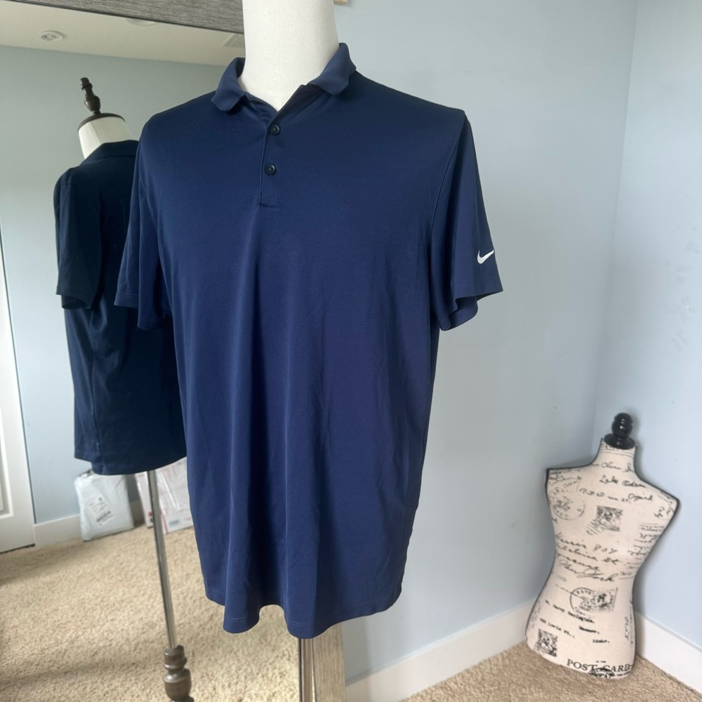 Nike Golf Dri Fit Polo Short Sleeve Navy Blue ~ Size L